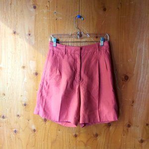 Fable Warm Sienna Red Linen Blend High Rise Shorts